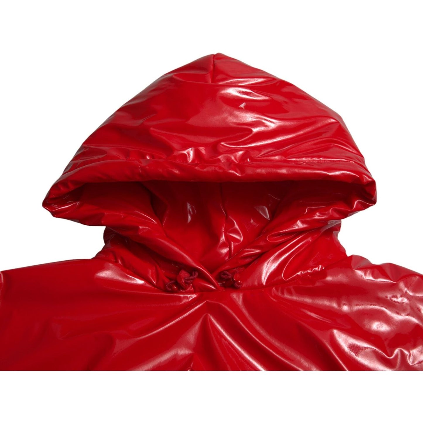 Dolce & Gabbana Shiny Red Hooded Cropped Short Coat Jacket JKT3707-40