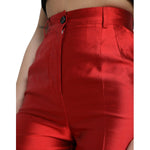 Dolce & Gabbana Red Satin Silk High Waist Wide Leg Pants PAN74971-40