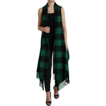 Dolce & Gabbana Black Green Buffalo Check Poncho Coat Jacket JKT3750-40