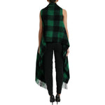 Dolce & Gabbana Black Green Buffalo Check Poncho Coat Jacket JKT3750-40