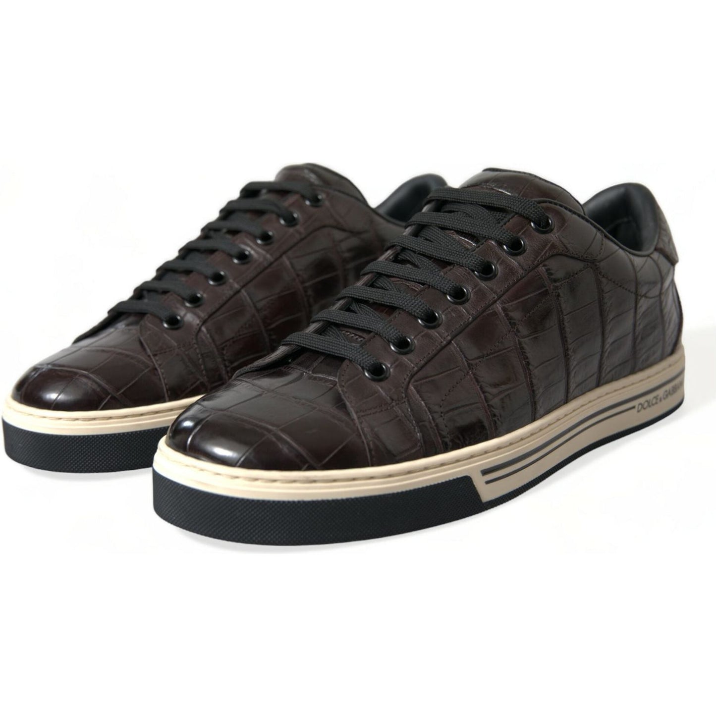 Dolce & Gabbana Brown Croc Exotic Leather Men Casual Sneakers Shoes MV5413-39
