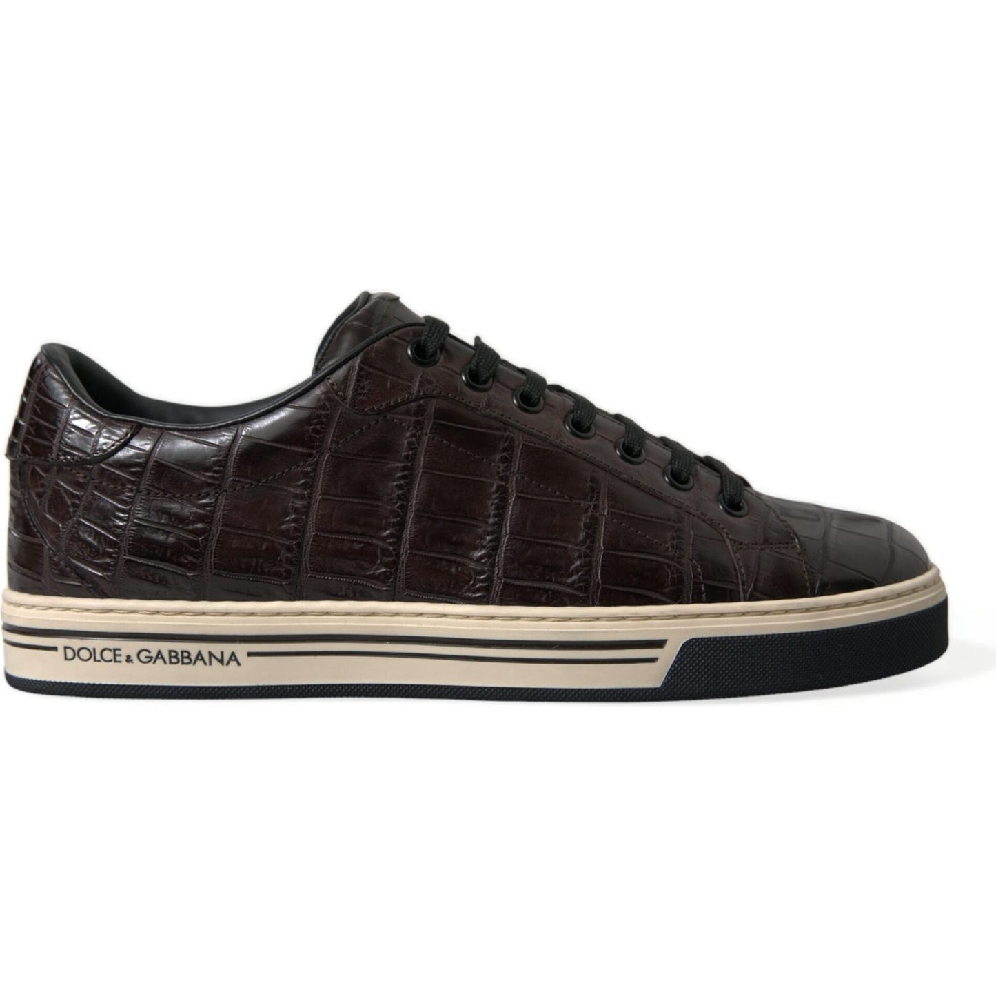 Dolce & Gabbana Brown Croc Exotic Leather Men Casual Sneakers Shoes MV5413-39