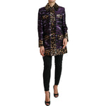 Dolce & Gabbana Purple Lamé Jacquard Tiger Print Coat Jacket JKT3716-36
