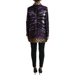Dolce & Gabbana Purple Lamé Jacquard Tiger Print Coat Jacket JKT3716-36