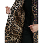 Dolce & Gabbana Purple Lamé Jacquard Tiger Print Coat Jacket JKT3716-36