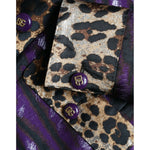 Dolce & Gabbana Purple Lamé Jacquard Tiger Print Coat Jacket JKT3716-36