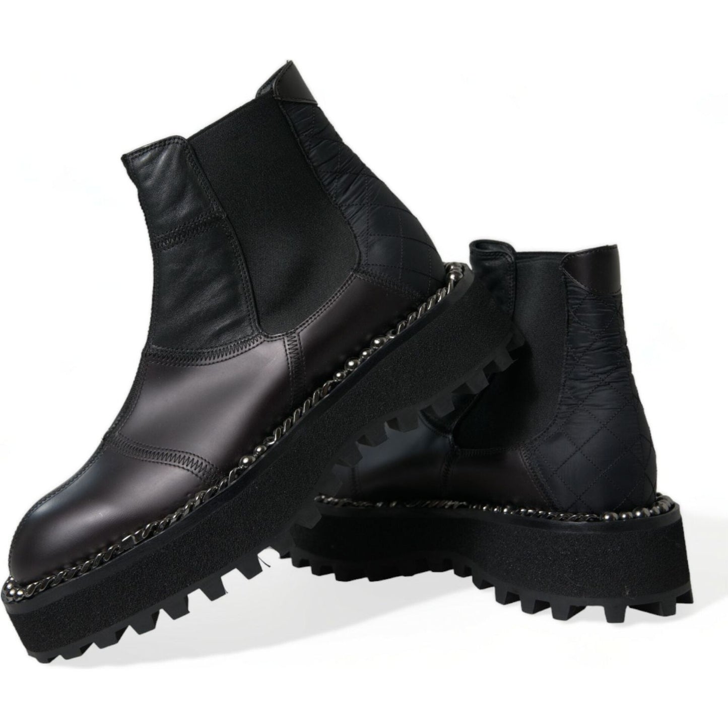 Dolce & Gabbana Black Leather Slip On Stretch Chelsea Boots Shoes MV5530-39