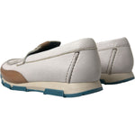 Dolce & Gabbana White Brown Leather Slip On Men Moccasin Shoes MV5373-39