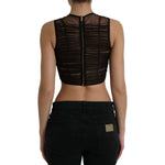Dolce & Gabbana Brown Embellished Nylon Stretch Cropped Top TSH84290-40