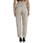 Dolce & Gabbana Beige Cotton High Waist Tapered Pants PAN75125-44