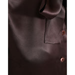 Dolce & Gabbana Brown Silk Ascot Collar Long Sleeve Blouse Top TSH84306-42
