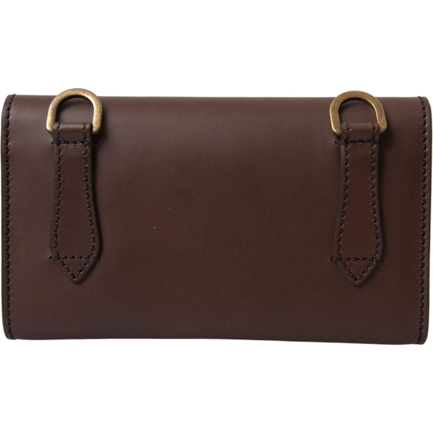 Dolce & Gabbana Brown Leather Logo Embossed Men Mini Shoulder Bag BAG1284
