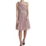 Dolce & Gabbana Light Lilac Pleated Lame Tulle One Shoulder Dress DR281136-42