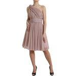Dolce & Gabbana Light Lilac Pleated Lame Tulle One Shoulder Dress DR281136-42