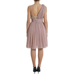 Dolce & Gabbana Light Lilac Pleated Lame Tulle One Shoulder Dress DR281136-42
