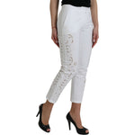Dolce & Gabbana White Cut Out Cotton Mid Waist Cropped Pants PAN75124-38