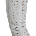 Dolce & Gabbana White Cut Out Cotton Mid Waist Cropped Pants PAN75124-38