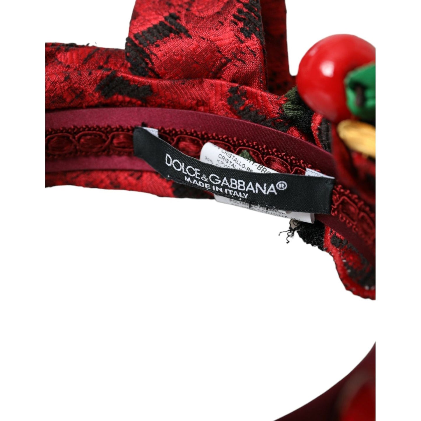 Dolce & Gabbana Red Cherry Sicily Embellished Women Hairband Diadem SMY101416