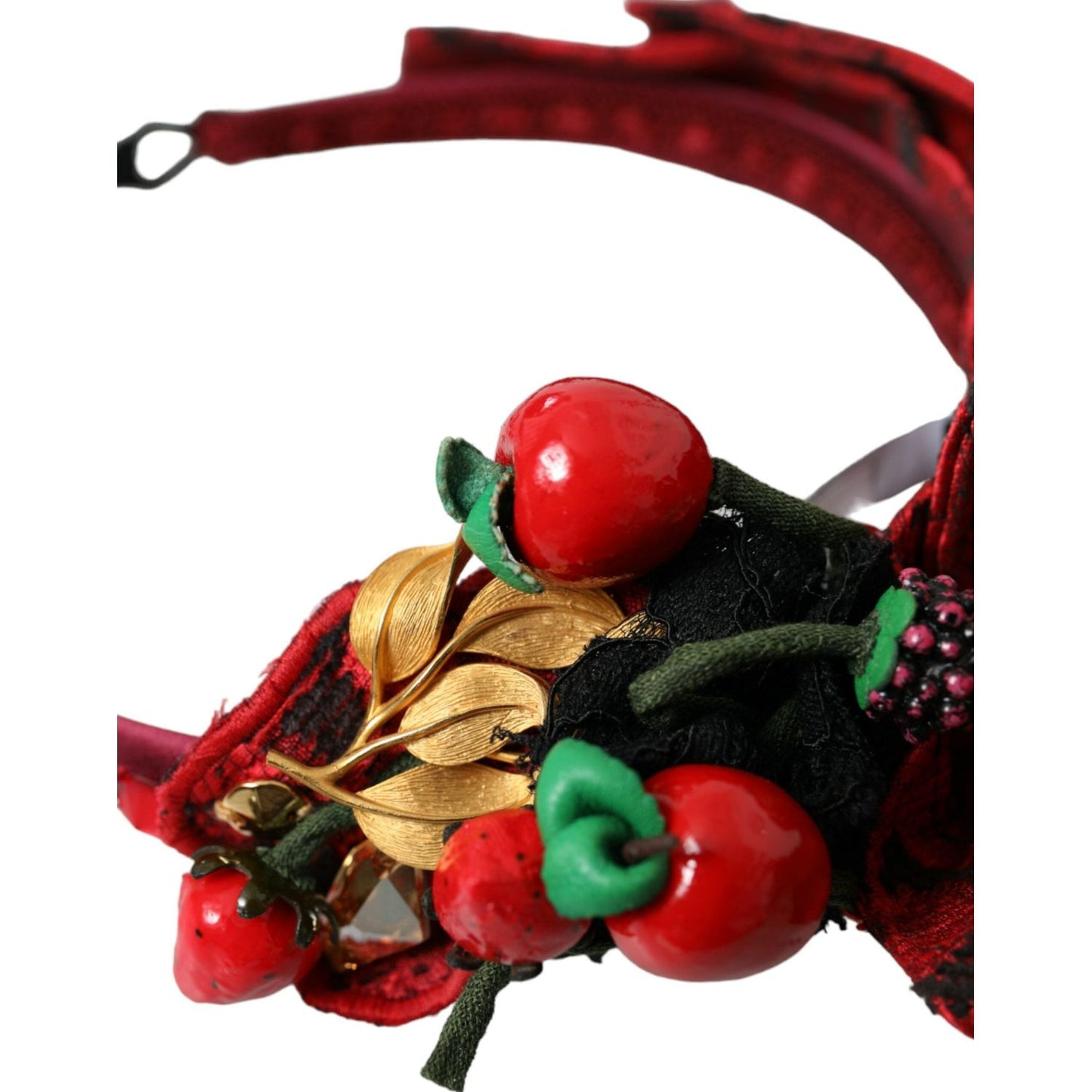 Dolce & Gabbana Red Cherry Sicily Embellished Women Hairband Diadem SMY101416