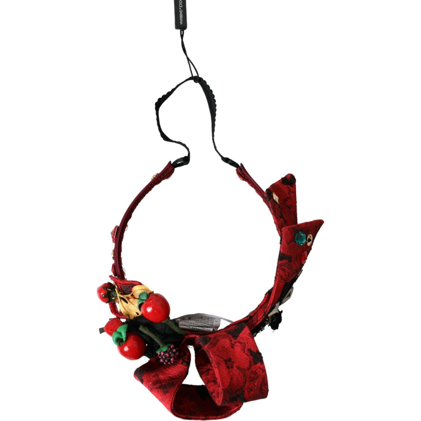 Dolce & Gabbana Red Cherry Sicily Embellished Women Hairband Diadem SMY101416