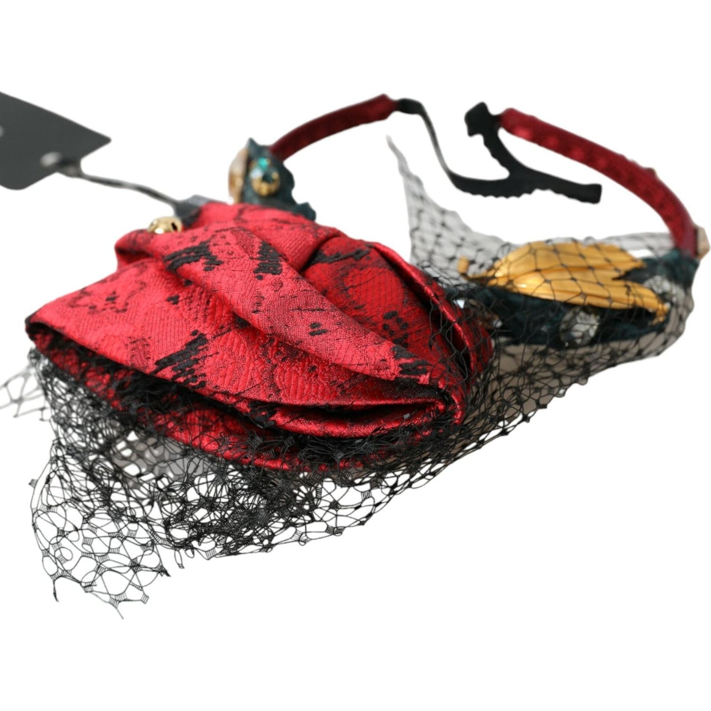 Dolce & Gabbana Multicolor Rose Silk Crystal Netted Logo Headband Diadem SMY101427