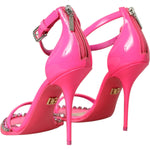Dolce & Gabbana Pink Leather Crystal Heels Sandals Shoes LA10611-39
