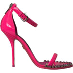 Dolce & Gabbana Pink Leather Crystal Heels Sandals Shoes LA10611-39