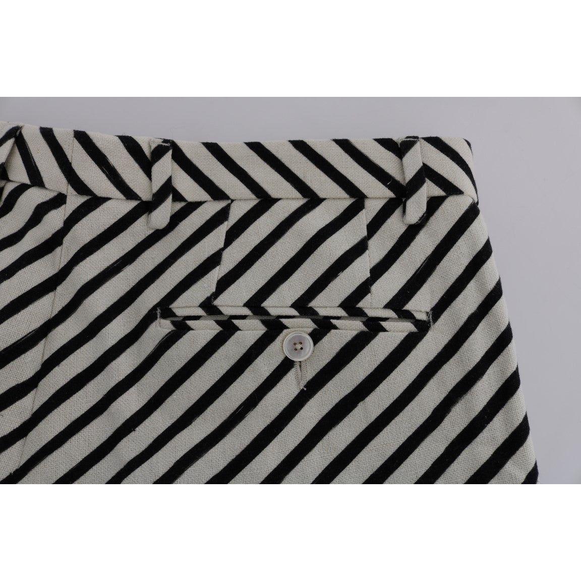 Dolce & Gabbana White Black Striped Hemp Casual Shorts SIG60409-5