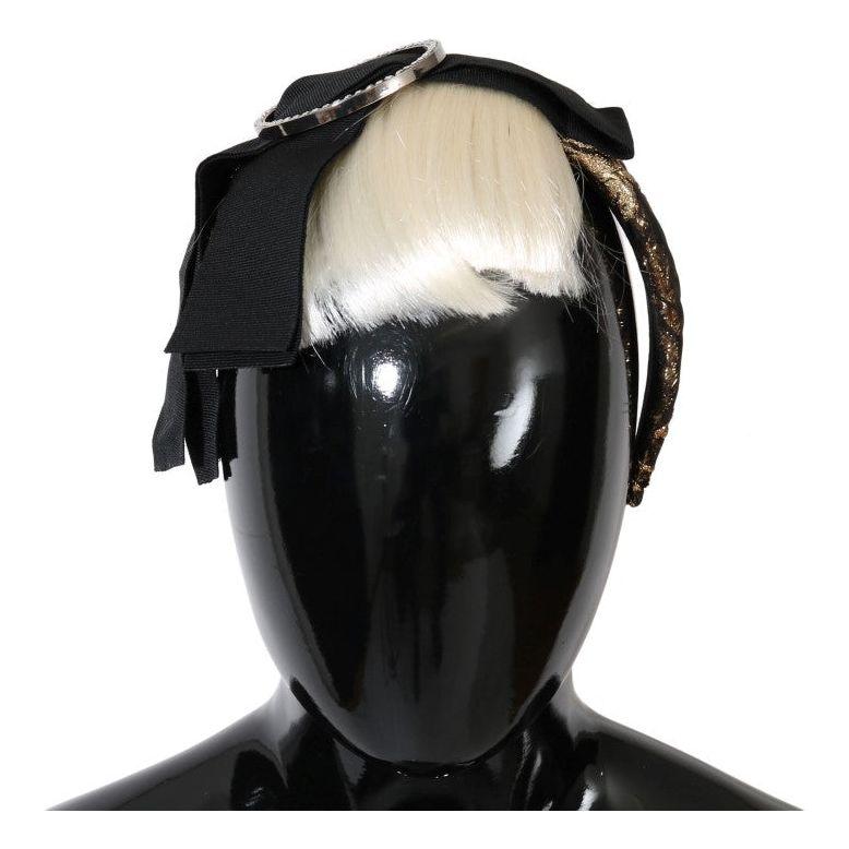 Dolce & Gabbana Black Crystal White Diadem Headband SMY1071