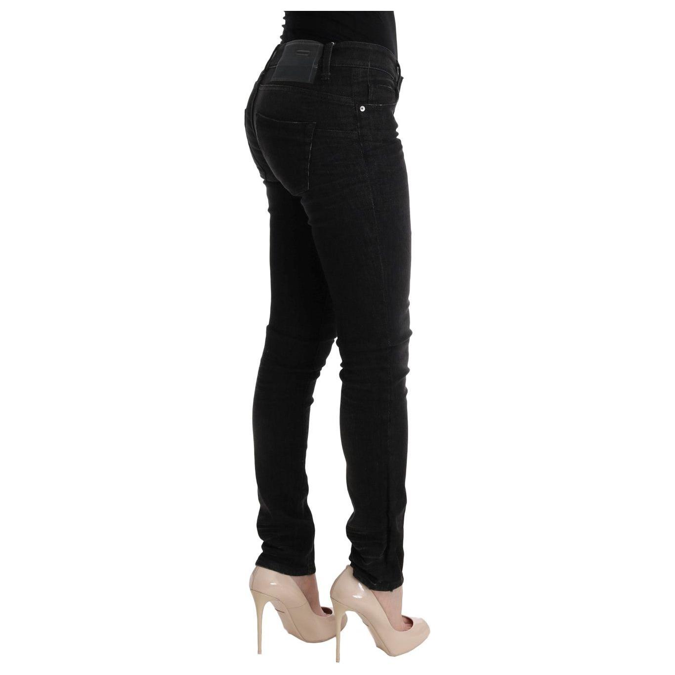 Acht Black Denim Cotton Bottoms Slim Fit Jeans Jeans & Pants