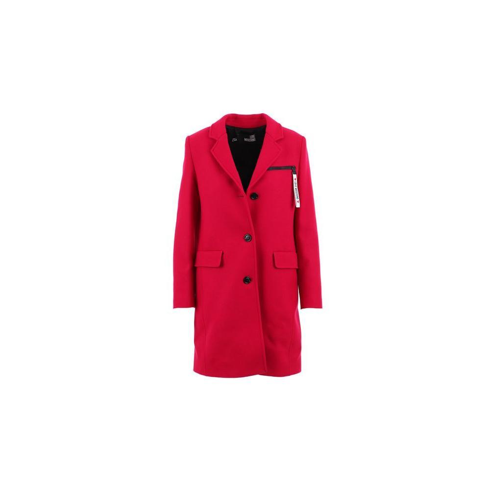 Love Moschino Chic Pink Woolen Coat with Logo Details LO-10240-IT42|M