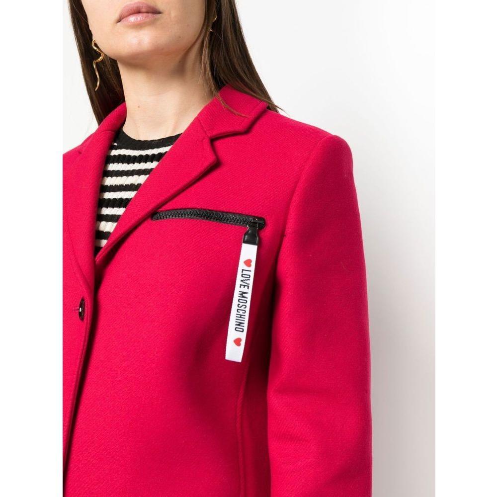 Love Moschino Chic Pink Woolen Coat with Logo Details LO-10240-IT42|M