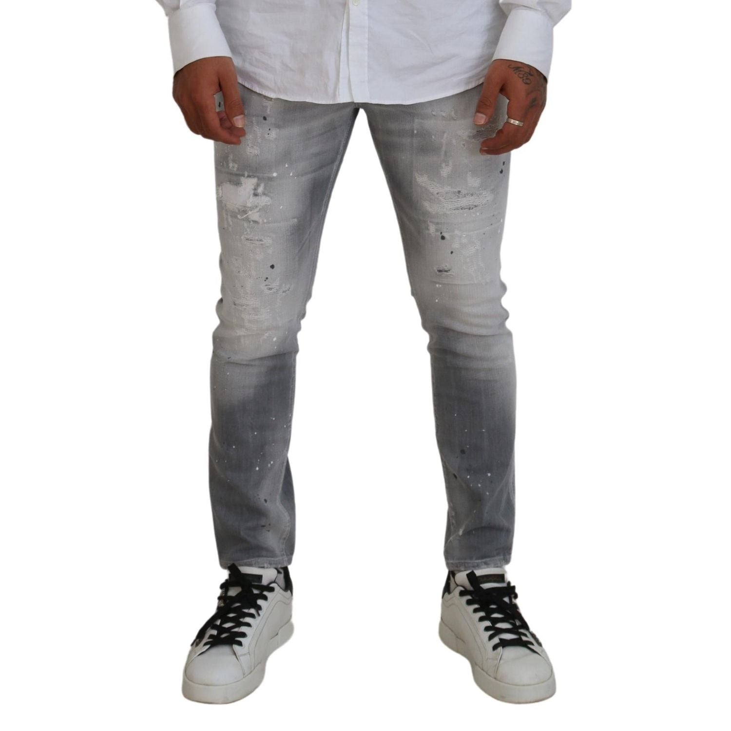 Dsquared² Gray Washed Cotton Slim Fit Casual Men Denim Jeans
