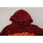 Dsquared² Maroon Cotton Tattered Hooded Printed Pullover Sweater TSH83483-48
