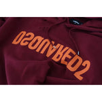 Dsquared² Maroon Cotton Tattered Hooded Printed Pullover Sweater TSH83483-48