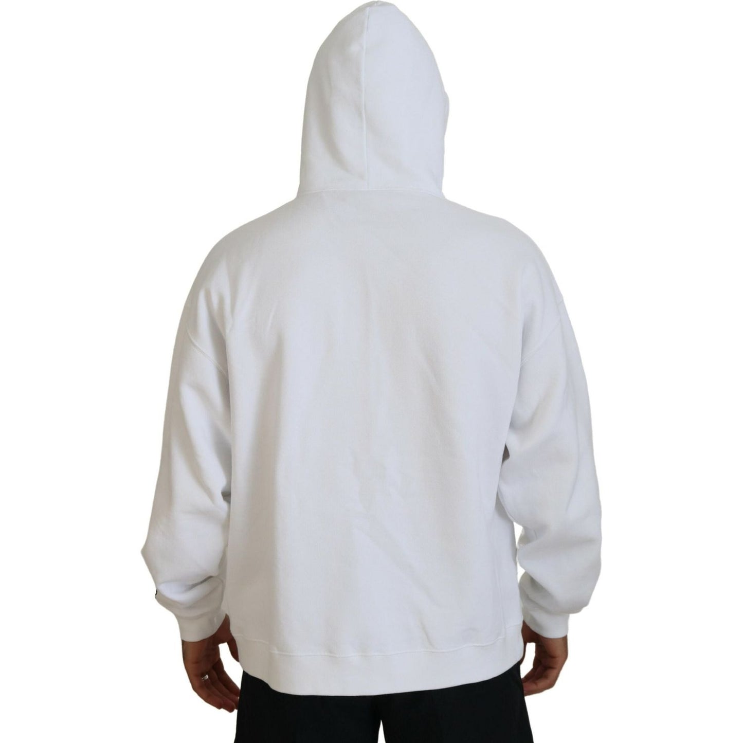 Dsquared² White Cotton Hooded Printed Men Pullover Sweater TSH83494-48