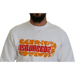 Dsquared² White Cotton Printed Long Sleeves Pullover Sweater TSH83531-48