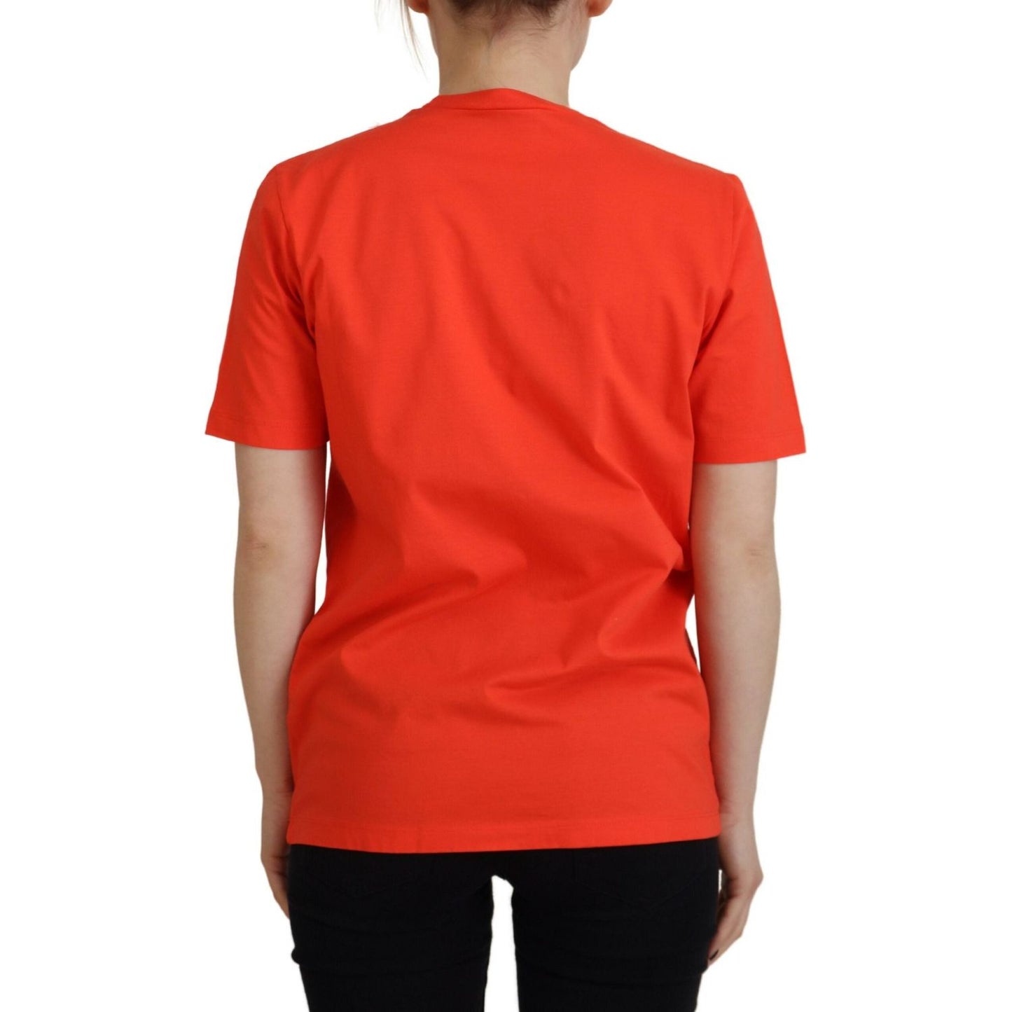 Dsquared² Orange Cotton Shiny Icon East Tee Crewneck T-shirt TSH83404-38