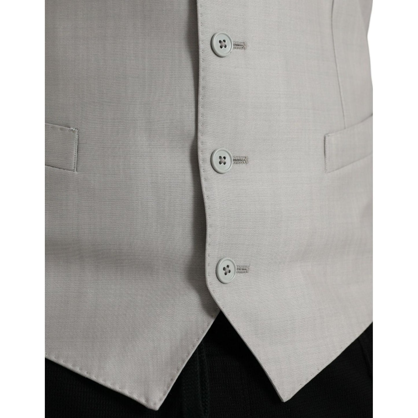 Dolce & Gabbana Light Gray Wool Formal Dress Waistcoat Vest TSH851987-52