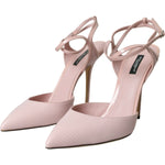 Dolce & Gabbana Pink Leather Ankle Strap Heels Pumps Shoes LA10710-41