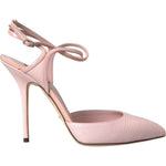 Dolce & Gabbana Pink Leather Ankle Strap Heels Pumps Shoes LA10710-41