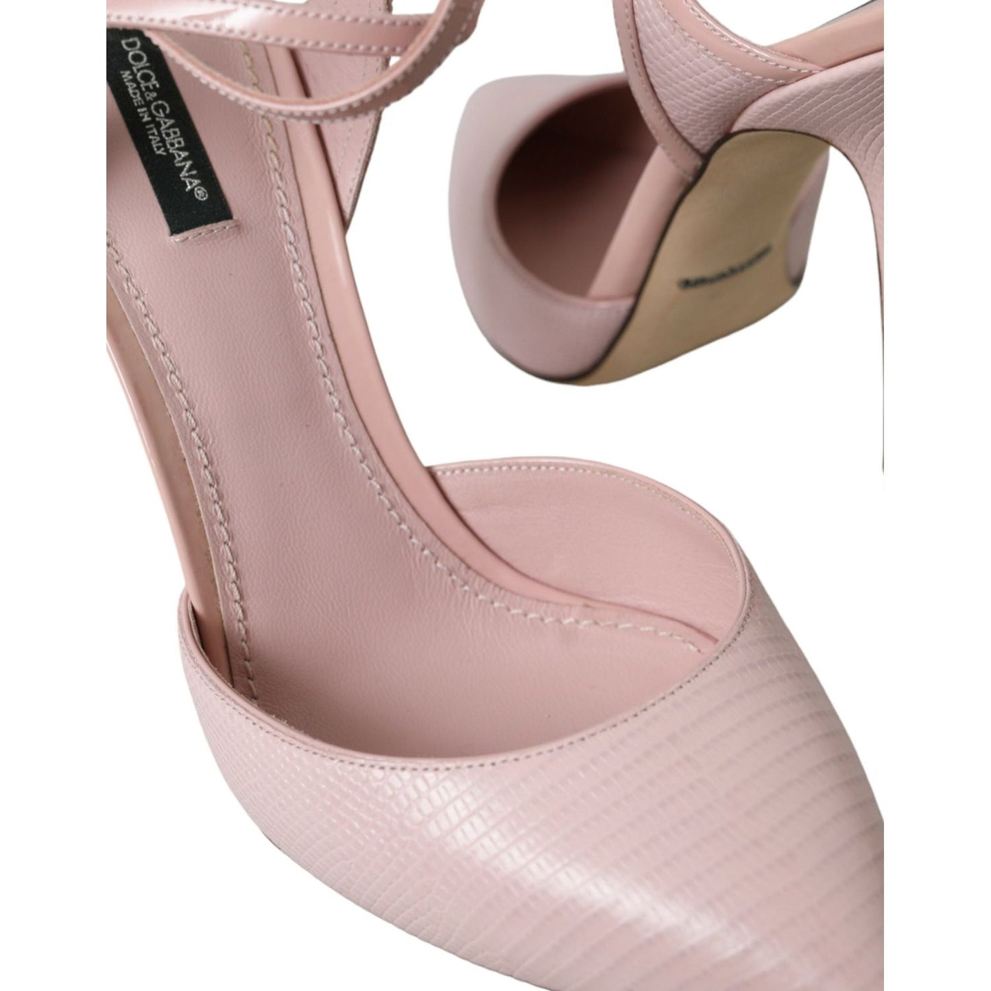 Dolce & Gabbana Pink Leather Ankle Strap Heels Pumps Shoes LA10710-41