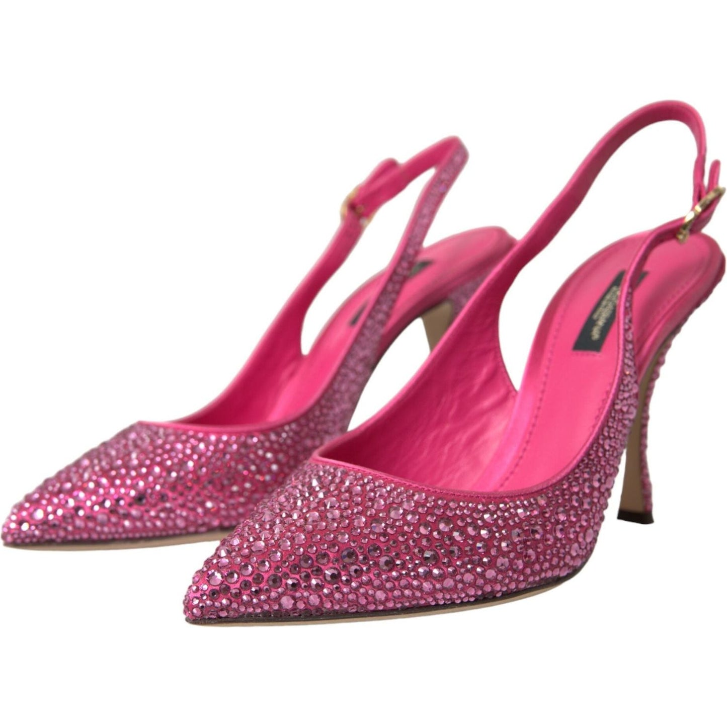 Dolce & Gabbana Pink Slingbacks Crystal Pumps Shoes LA10244-35.5