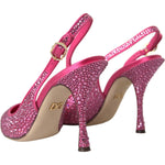Dolce & Gabbana Pink Slingbacks Crystal Pumps Shoes LA10244-35.5