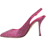 Dolce & Gabbana Pink Slingbacks Crystal Pumps Shoes LA10244-35.5