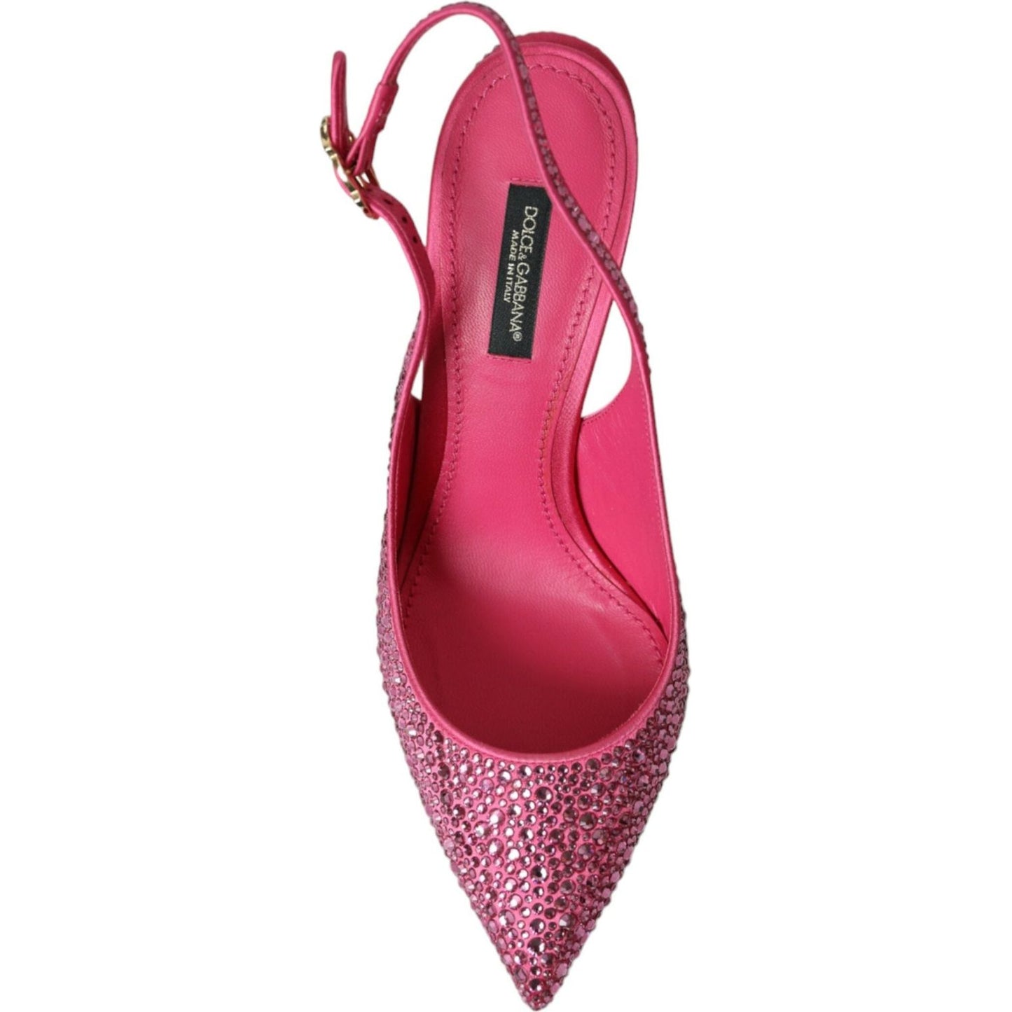 Dolce & Gabbana Pink Slingbacks Crystal Pumps Shoes LA10244-35.5