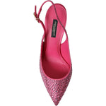 Dolce & Gabbana Pink Slingbacks Crystal Pumps Shoes LA10244-35.5