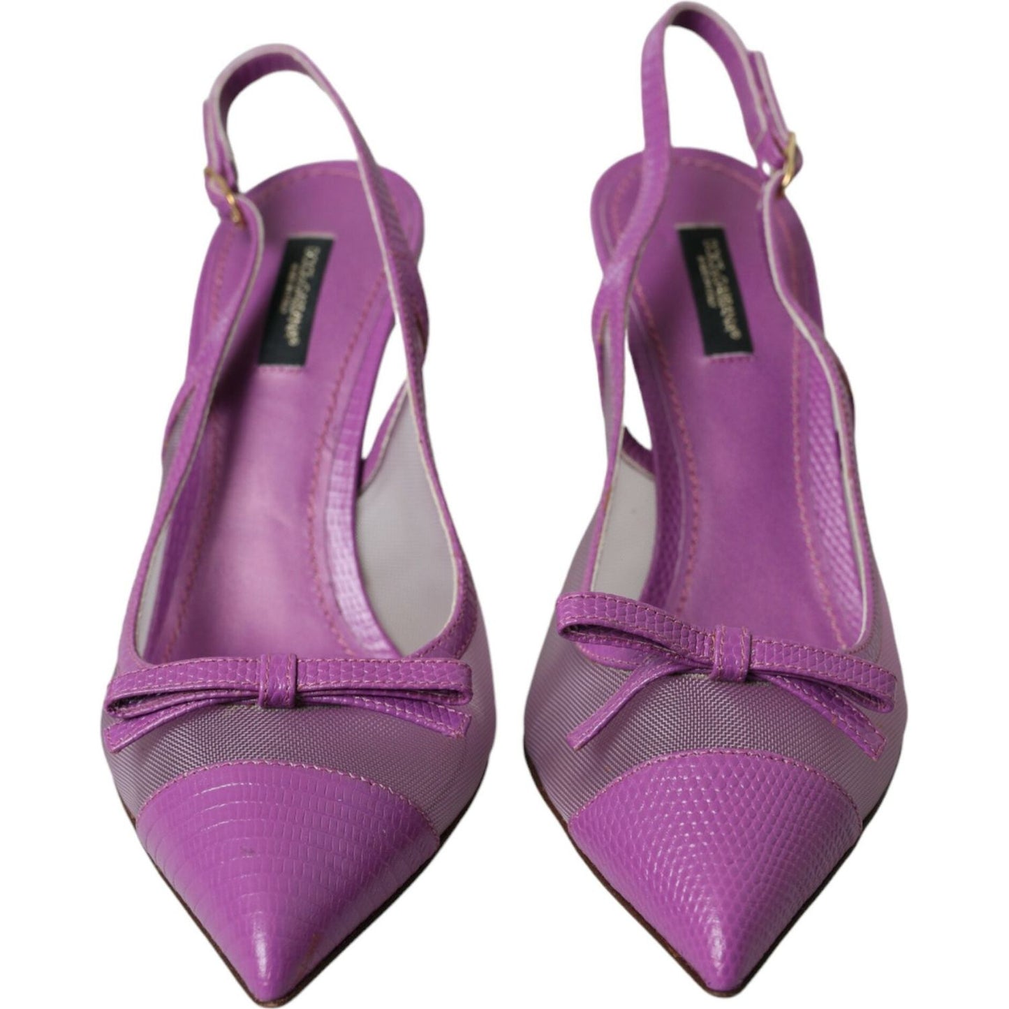 Dolce & Gabbana Purple Leather Mesh High Heels Slingback Shoes LA10808-39