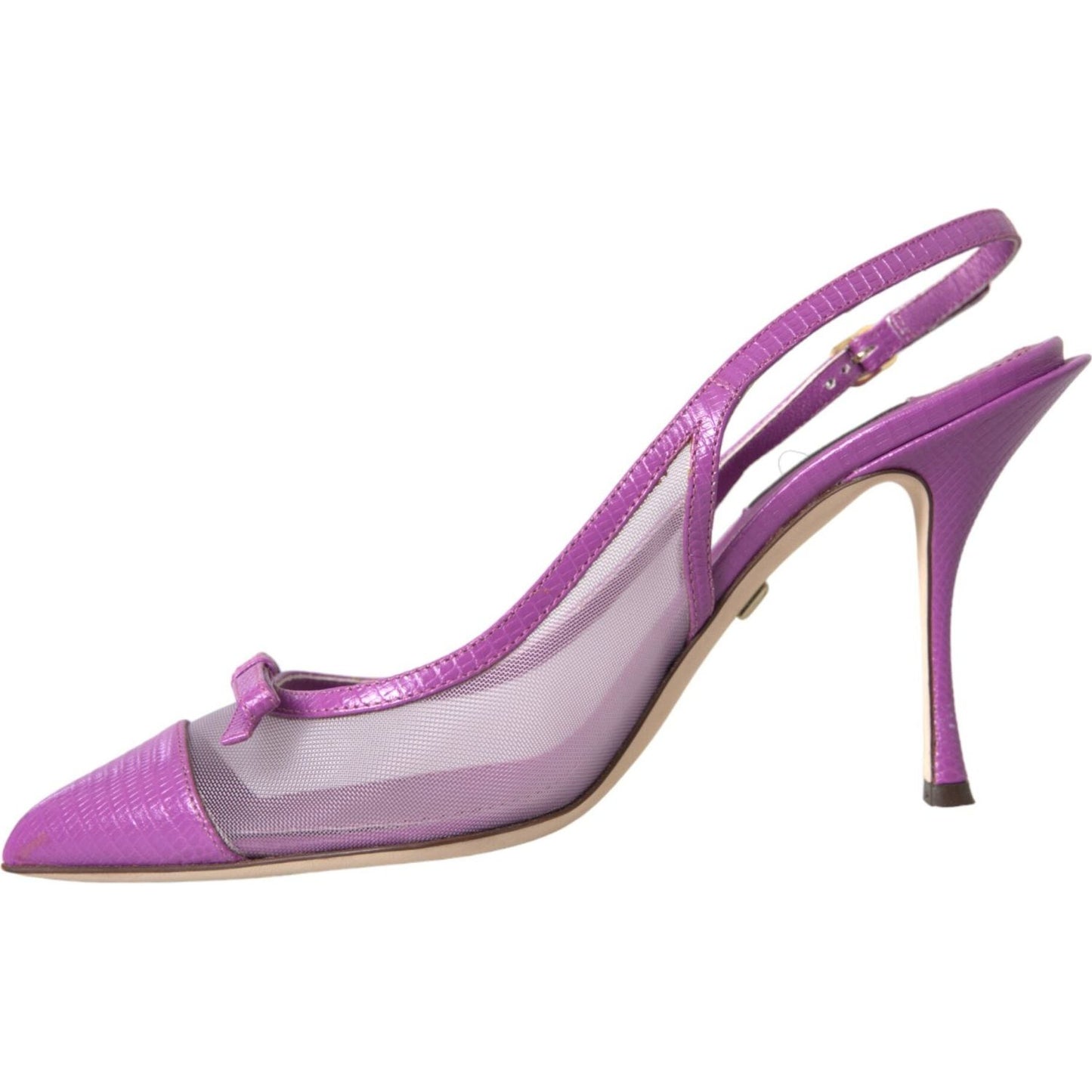 Dolce & Gabbana Purple Leather Mesh High Heels Slingback Shoes LA10808-39