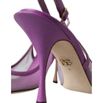 Dolce & Gabbana Purple Leather Mesh High Heels Slingback Shoes LA10808-39